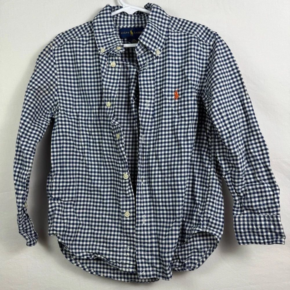 Ralph Lauren Blue Casual Button Down Shirt Kids Size 5